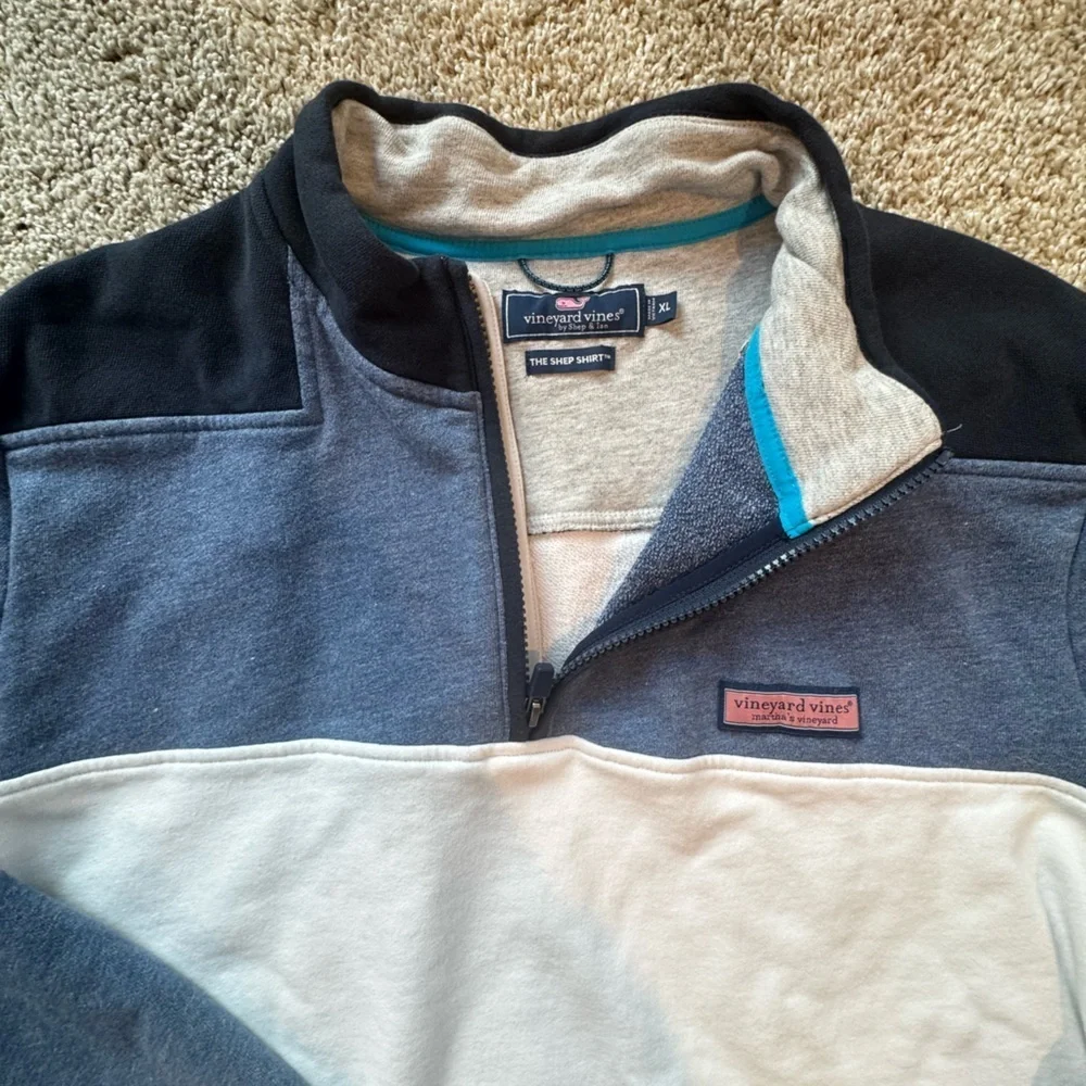 Men's Vineyard Vines Quarter Zip Pullover Colorblock Zip-Up Sweater Size XL